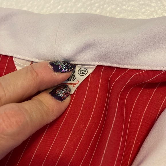 Lirabeth womens button pin stripe blouse sz 12 - Picture 2 of 11